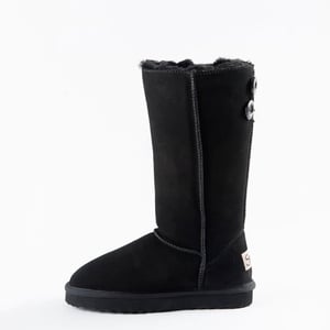 Classic Black Sheepskin Tall Button Boot