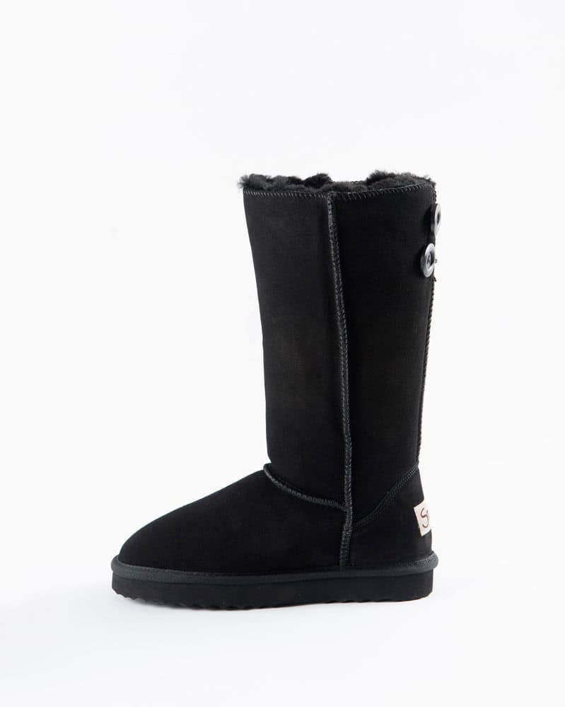 Classic Black Sheepskin Tall Button Boot